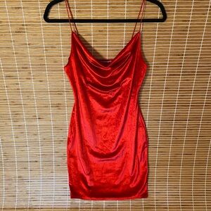 Sexy red velvet fitted mini dress with spaghetti straps